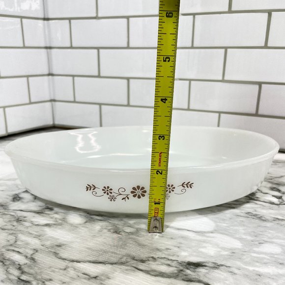 VTG Dynaware Pyr-o-rey Brown Daisy Flower Oval Casserole Dish Tray Milk Glass 12 - Picture 8 of 8